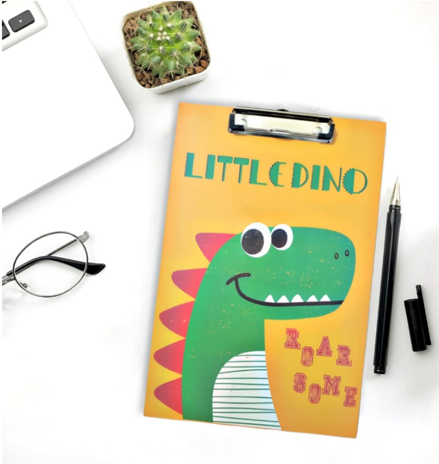 Premium Quality Dinosaur Theme Exam Board | Multicolored Board | Exam Writing Pad | Foolscap Size - 24 cm x 36 cm | Pack of 1